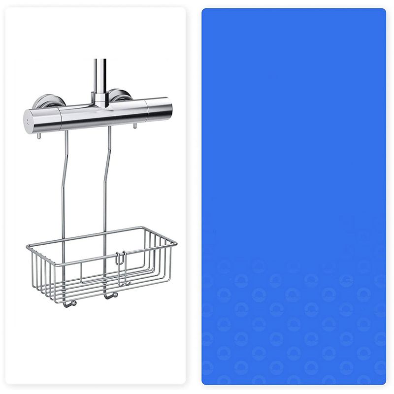Bamodi 15" x 9" Shelf Hanging Stainless Steel Shower Caddy with Hooks - 2 Tier - Silver, 4 of 6