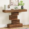 Gulches Farmhouse 42" Console Table, Wood Sofa Accent Table with Geometric Base, Brown - 4 of 4