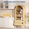 71" Tall Arched Kitchen Pantry Cabinet with Tempered Glass Doors & 2 Large Drawers and Adjustable Shelves, for Kitchen, Dining Room - 3 of 4