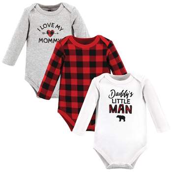Hudson Baby Infant Boy Cotton Long-Sleeve Bodysuits, Buffalo Plaid Family