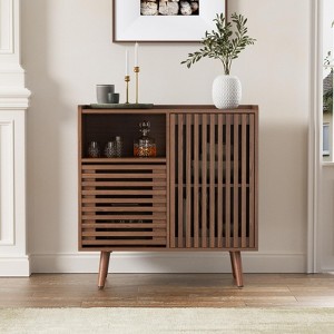 Buffet Table with Storage, Sideboard Coffee Bar Cabinet with Silding Door - 1 of 4