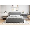 homfan Queen Bed Frame,Velvet Fabric Upholstered Platform Bed Frame with Rivet Decor Headboard and Footboard,Strong Wood Slat Support - 3 of 4