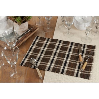 Natural Plaid Woven Water Hyacinth Placemats, Set of 4