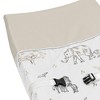 Sweet Jojo Designs Boy or Girl Gender Neutral Unisex Changing Pad Cover Serengeti Animals Taupe Grey and White - 3 of 4