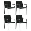 vidaXL Patio Dining Set Table and Chair with Cushions Poly Rattan and Steel - Black 31.5" Table Length 4 Piece - 4 of 4
