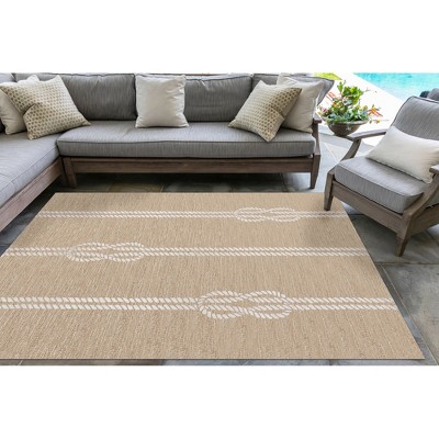 Capri Coastal Hand-Tufted Round Indoor/Outdoor Beige Rug