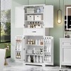 NicBex Tall Bathroom Storage Cabinet with Adjustable Shelves,Door Cabinets&1 Drawer,Freestanding Cabinet with Anti-Tipping Device for Bathroom - 4 of 4