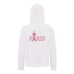Everyday Kids Paris Bow Girls Zip Up Hoodie – Pink Eiffel Tower City Graphic Sweatshirt - 1 of 4