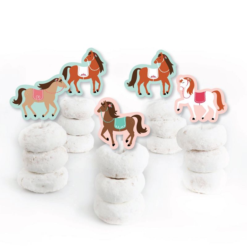 Big Dot of Happiness Run Wild Horses - Dessert Cupcake Toppers - Pony Birthday Party Clear Treat Picks - Set of 24, 2 of 9