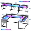 U Shaped Home Office Desk, Reversible L Shaped Gaming Computer Desk with Power Outlets,126 Inch Computer Desk with Monitor Stand （Black） - 3 of 4