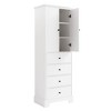 Ridstar 68.1 in. H White Bathroom Storage Cabinet with 2 Doors and 4 Drawers - 3 of 4