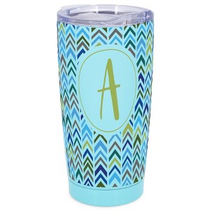 Elanze Designs A Monogram Herringbone Arrows Wrap-Around Design 20 Ounce Stainless Steel On-The-Go Coffee Mug, Thermal Travel Tumbler with Leak - 1 of 4