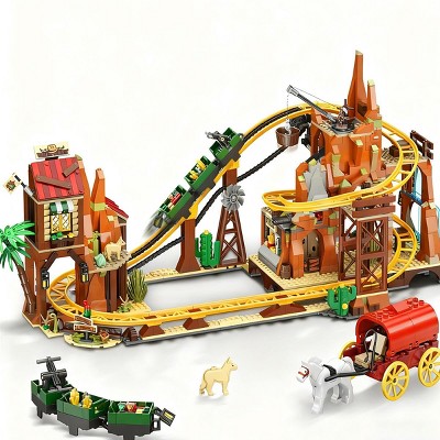 INSOON 1270PCS Western Roller Coaster Building Set Mining Coaster Model Playset Gift for Adults Teens Kids  Aged 10+