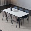 POVISON Contemporary Leather Dining Chairs Set of 2, Wingback Side Chairs, Navy Blue - 3 of 4