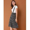 Allegra K Women's Vintage Polka Dots Midi Floral Suspender Skirt - 4 of 4
