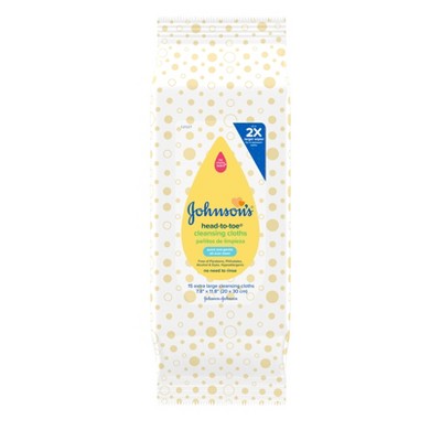 Johnson's Baby Head-to-Toe Cleansing Cloths - 15ct