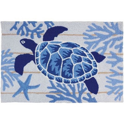 Jellybean Indigo Sea Turtle Indoor & Outdoor Doormats – Coastal Marine Decor 20" x 30"