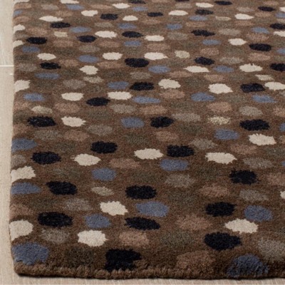 Dark Gray Polka Dot Hand-Tufted Wool Area Rug