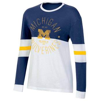 NCAA Michigan Wolverines Women's Long Sleeve Color Block T-Shirt