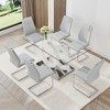 NicBex 63" Dining Table Set for 6 Rectangular Transprant Tempered Glass Dining Table with White MDF OC Bracket with 6 Chairs - 4 of 4