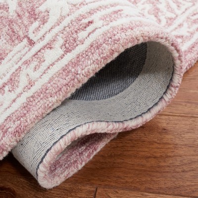 Pink and Ivory Hand-Tufted Wool Floral Area Rug