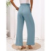 Women's High Waist Wide Leg Pants Side Pockets Elastic Waist Trousers with Belt - 2 of 4