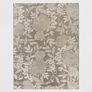 7'10"x10' Vintage Floral Outdoor Rug Neutral - Threshold™ - 1 of 3