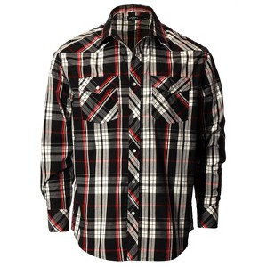 Gioberti Men's Western Plaid Long Sleeve Shirt with Pearl Snap-on - 1 of 4