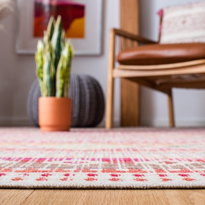 Red and Fuchsia Square Boho Indoor/Outdoor Rug