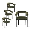 Set of 4 Modern Velvet Upholstered Dining Chairs with Curved Back, Comfortable Kitchen or Dining Room Chairs with Arms-Maison Boucle - 3 of 4
