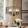 PAKOKULA Farmhouse 5-Light Black Modern Drum Chandelier - 2 of 4