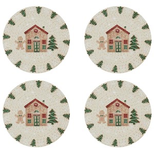 Avanti Linens Gingerbread Village Set of 4 Round Placemats - 1 of 3