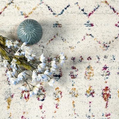 Elevated Trellis 4' Square Light Multi Synthetic Accent Rug