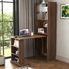 SEVOBAL Folding Desk Storage Space-Saving Foldable Computer Desk Small Space Writing Study Table Home Office Bedroom Dorm, Brown, 34.45"*25.39"*7.28" - 3 of 4