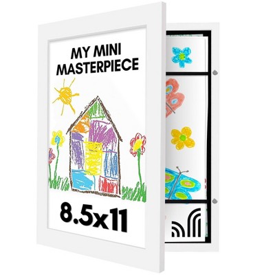 Americanflat 10x12.5 Kids Art Frame - Front Loading Picture Frames Hold 100 Artworks - Use as 8.5x11 Picture Frame with Mat - My Mini Masterpiece -