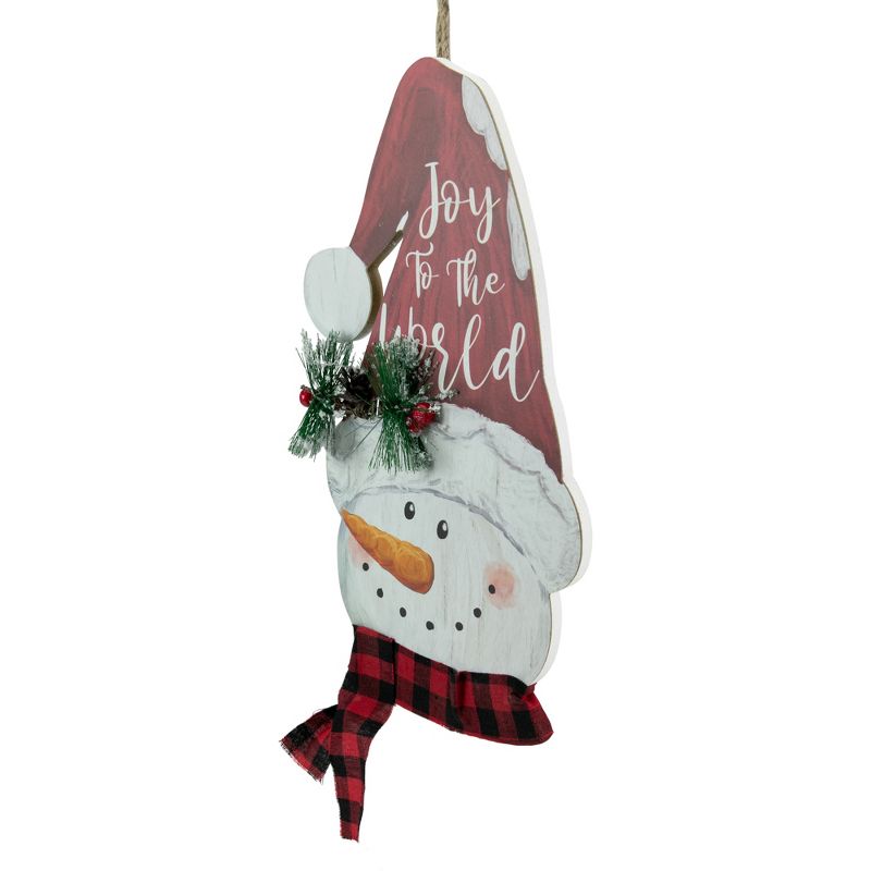 Northlight 16.5" Joy to the World Snowman in Santa Hat Christmas Wall Decoration, 3 of 6