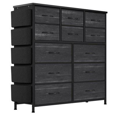 Reahome 6 Drawer Steel Frame Bedroom Storage Organizer Chest Dresser With  Waterproof Top, Adjustable Feet, And Wall Safety Attachment, Black Grey :  Target