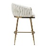 26'' Counter height bar stools velvet kitchen island counter bar stool with hand- wave back,golden chromed base and footrest (BEIGE) - 3 of 4
