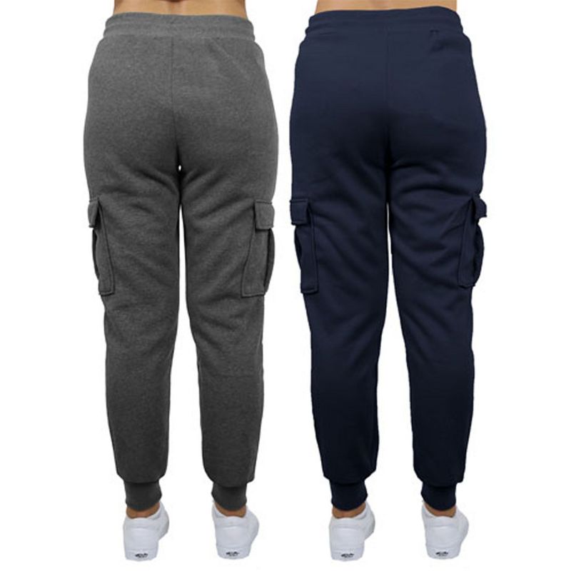 Blue Ice Apparel Women's Heavyweight Loose Fit Fleece-Lined Cargo Jogger Pants-2 Pack, 2 of 5
