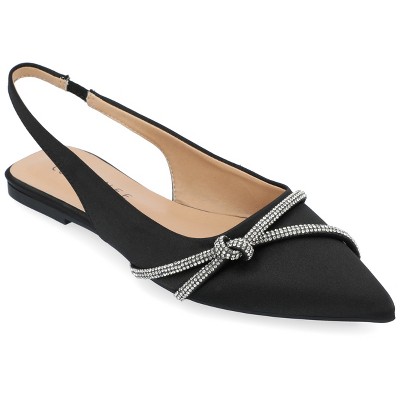 Journee Collection Womens Rebbel Sling Back Pointed Toe Flats, Black 5.5