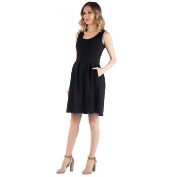 24seven Comfort Apparel Sleeveless Pleated Maternity Dress with Pockets