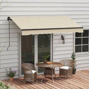 Sapphtopaz 12'x10' Retractable Awning Manual Patio Awnings Sunshade Shelter 280gsm UV Resistant with Manual Crank Handle - 1 of 4