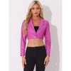 INSPIRE CHIC Women's Faux Leather One Button Lapel Collar Cropped Moto PU Jackets - 4 of 4