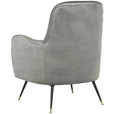Elegant Transitional Beige Velvet Accent Chair with Gold Cap Legs