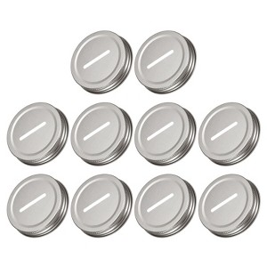 Unique Bargains Regular Mouth Coin Slot Bank Lid for Mason Jar Covers 10 Pcs - 1 of 4