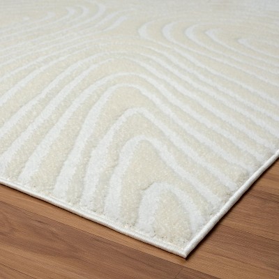 Cream Geometric Swirl 5' x 7' Synthetic Area Rug