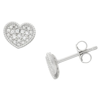 0.24 CT. T.W. Children's Cubic Zirconia Heart Stud Earrings In Sterling Silver