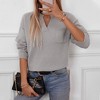 Women's Pullover Sweater V-Neck Long Sleeve Solid Color Knitted Sweater Soft Comfortable Casual Top - 3 of 4