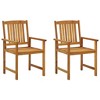 vidaXL Patio Chairs Outdoor Patio Dining Chair with Cushions Solid Wood Acacia - Green 2 pcs - 3 of 4