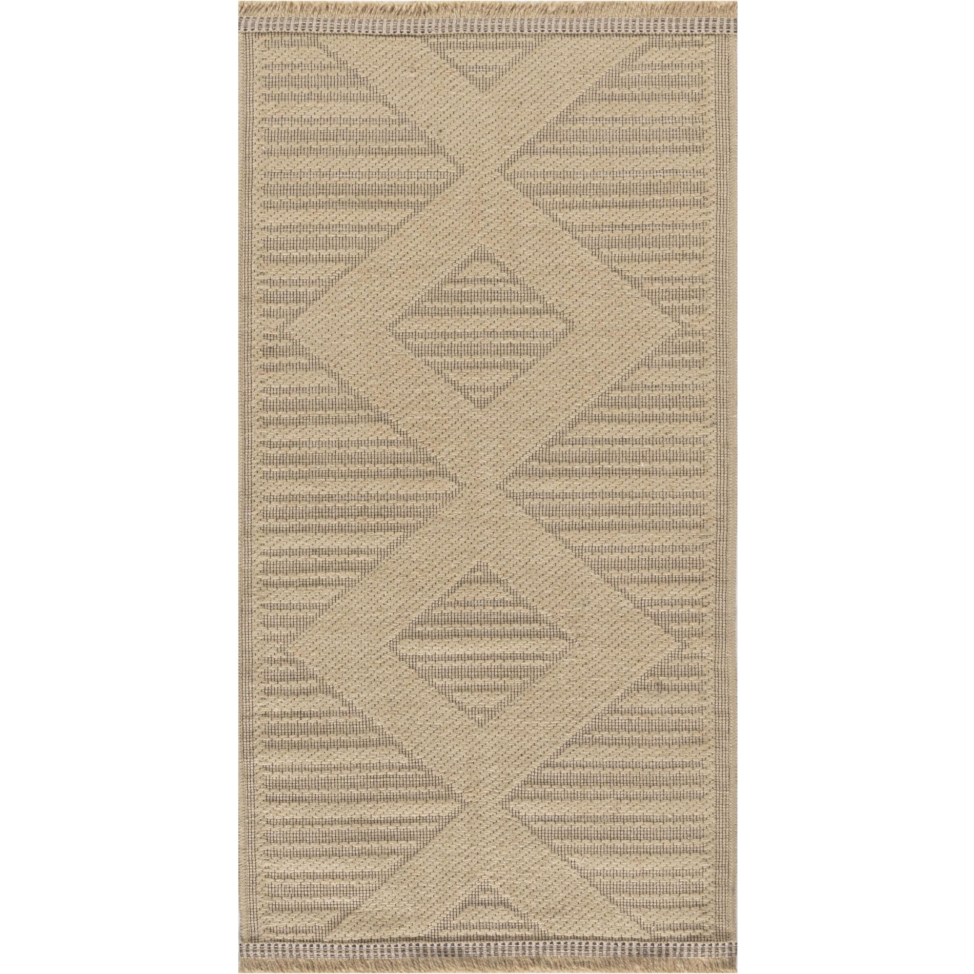 Nourison Washable Jute 2' x 4' Natural Beige Modern Indoor Non-Slip Flatweave Rug